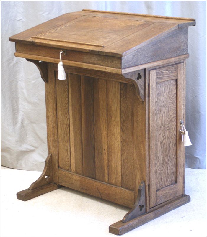 4034 Antique Oak Clerks Desk - Lectern - Reception Desk (4)